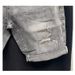 Summer New Denim Shorts Five Quarter Brand Slightly Wide Printed Trendy Korean Version Elastic Tear Hole Middle Men's_voghion.com