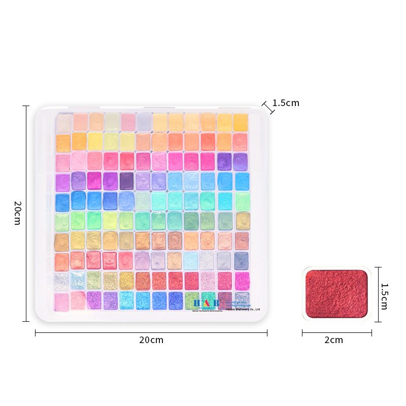 ​​120-Color Metallic & Glitter Portable Solid Watercolor Paint Set With Plastic Case - Shimmering Pearl Pigments For Artists & Hobbyists_voghion.com