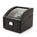 Black Leather Glass Lid Velour Lined Locking Dual Watch Winder With 2 Sizes Of Pillows (AC Or Batteries)_voghion.com