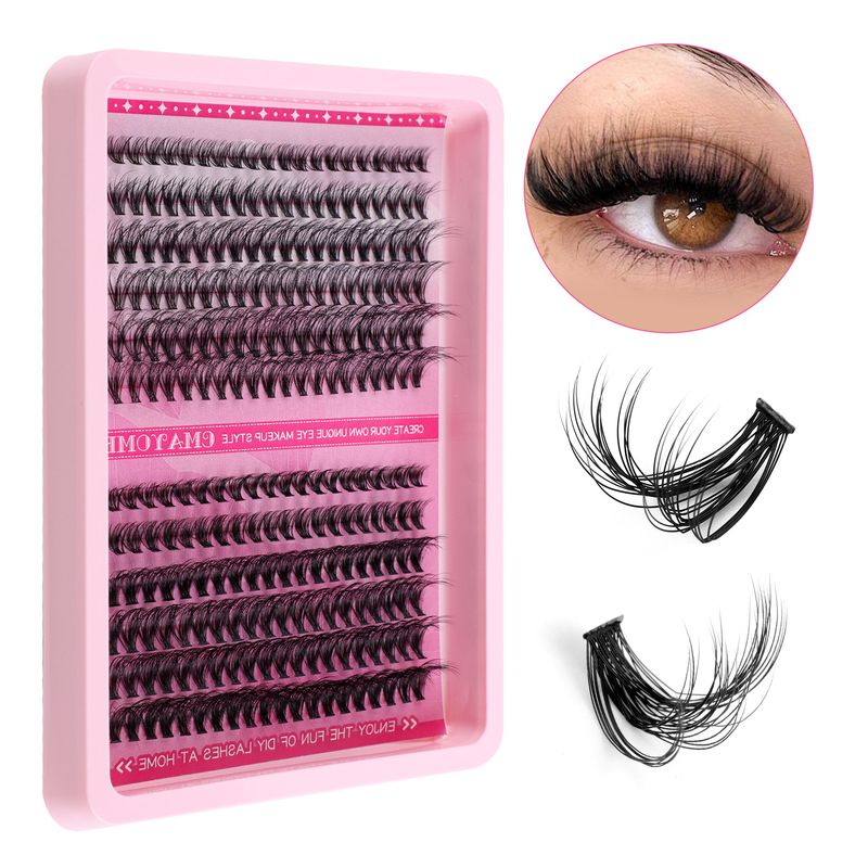 Foreign trade cross border thick D curved single cluster false eyelashes set 10 18mm natural curling DIY segmented eyelashes_voghion.com
