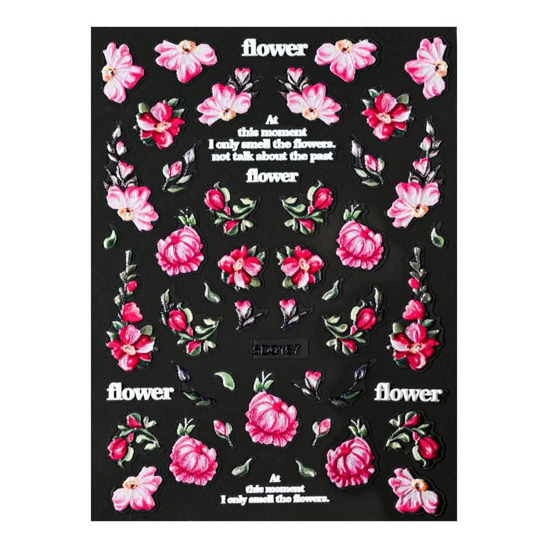 Flower Embossed Nail Decals - Small Size 6*8cm | Affordable 3D Relief Nail Stickers, Value Pack_voghion.com