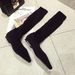Trendy Winter Flat Long Knitted Wool Women's Shoes Socks Pointed Toe Elastic Chunky Heel Martin Boots_voghion.com