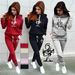 Modisches bedrucktes Set für Damen, Kleidung, Hoodie, 2-teilig, Kapuzenpullover + Jogginghose_voghion.com