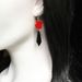 Earrings black teardrop red rose earrings, retro Victorian style_voghion.com