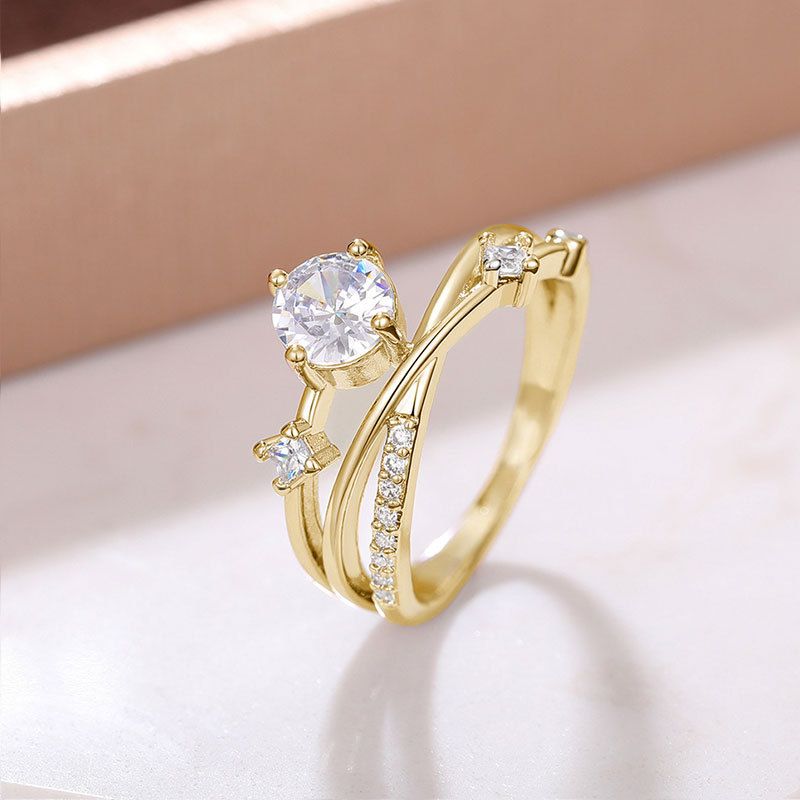 Light Luxury French Style Unique Design Women's Cosmic Planet Orbit Super Shiny Ring Elegant Index Finger_voghion.com
