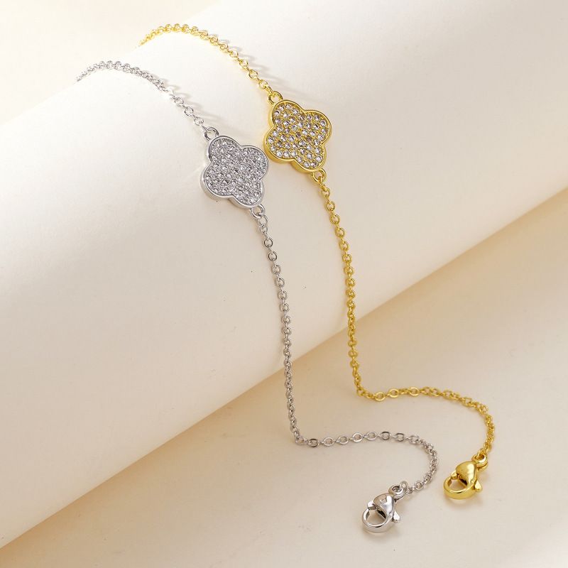 Minimalist Niche Design Clover Light Luxury Versatile Inlaid Zircon Jewelry Women's Bracelet_voghion.com