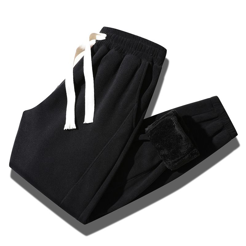 "Men's Fleece-Lined Jogger Pants, Winter Thermal Lounge Pants With Drawstring Waist, Thickened Polyester Casual Sweatpants_voghion.com
