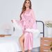 Feather Trim Sleepwear Set For Women - Lightweight Summer Pajamas & Robe, Comfortable Loungewear For Home, Sleep, And Bath_voghion.com