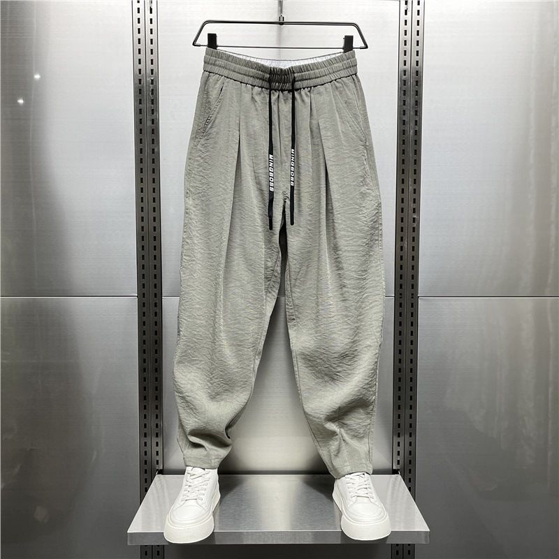 Men's Clothing 2024 Summer New Cotton and Linen Ultra thin Casual Pants Men's Breathable Drape Pants Trendy Loose Harem Carrot Pants_voghion.com