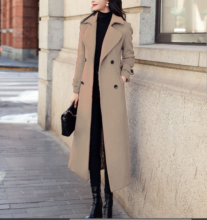 Caldo cappotto invernale Giacca da lavoro di media lunghezza da donna Cappotto doppiopetto spesso_voghion.com