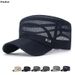 Menn Snapbacks Dame Vintage Mesh Flat Top Solhatt Sommer Utendørs Sykling Visir Fritid Sport Ensfarget Militær_voghion.com