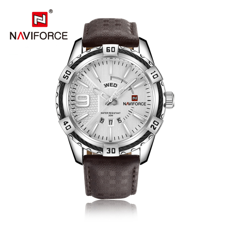 NAVIFORCE 9117 Herrenuhr mit Gürtel, Datum, Woche, Quarz, wasserdicht_voghion.com