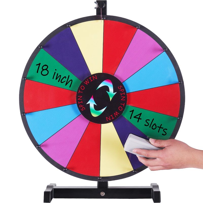 VEVOR 18 Inch Spinning Prize Wheel, 14 Slots Tabletop Spinner, Heavy Duty Roulette Wheel With A Dry Erase And 2 Markers, Win Fortune Spin Games In Party Pub Trade Show Carnival_voghion.com
