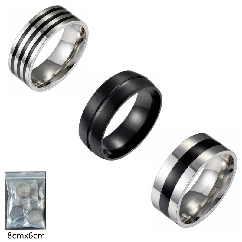 The new popular simple accessories three-piece set stainless steel dripping ring 8mm wide does not fade_voghion.com