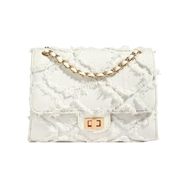 Borse da donna Denim New Lock Piccola borsa quadrata Borsa a tracolla a tracolla con catena Borsa a mano elegante e temperamento di fascia alta_voghion.com