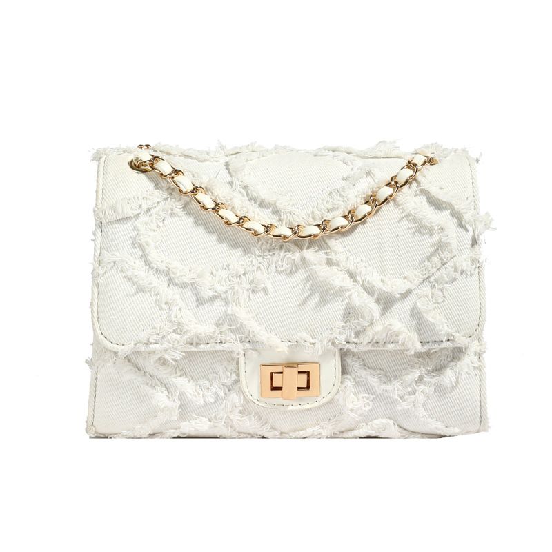 Women's Bags Denim New Lock Small Square Bag High End Armpit Shoulder Crossbody Chain Bag Elegant Temperament Handbag_voghion.com
