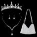 Krone Zubehör Strass Ohrringe Halskette Dreiteiliges Brautschmuck Set Zirkon Wassertropfen High End Neu_voghion.com