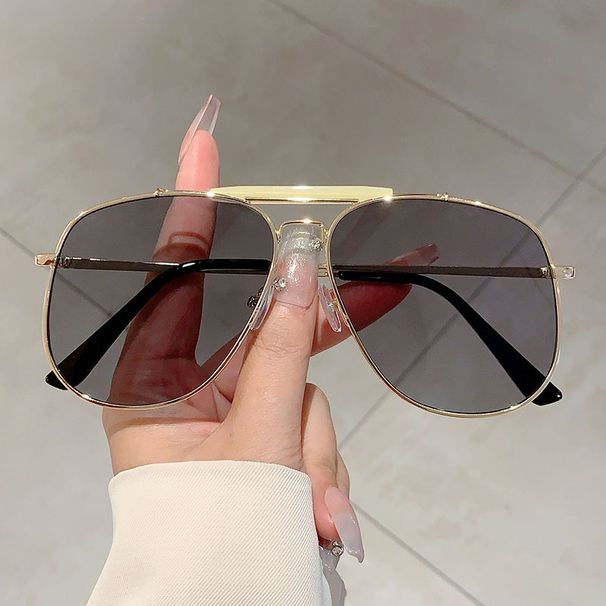 Fashion Double Bridge Large Frame New Aviator Style Trendy Versatile UV Protection Sunglasses_voghion.com