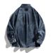 2024 Autumn High-quality Trendy Denim Men's Korean Version Pure Cotton Workwear Style Couple Long Sleeved Shirt Jacket_voghion.com