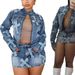 2024 Damen Herbstmode Boutique Denim Jeans Designer Zweiteiliges Kleid und Jacke Set_voghion.com