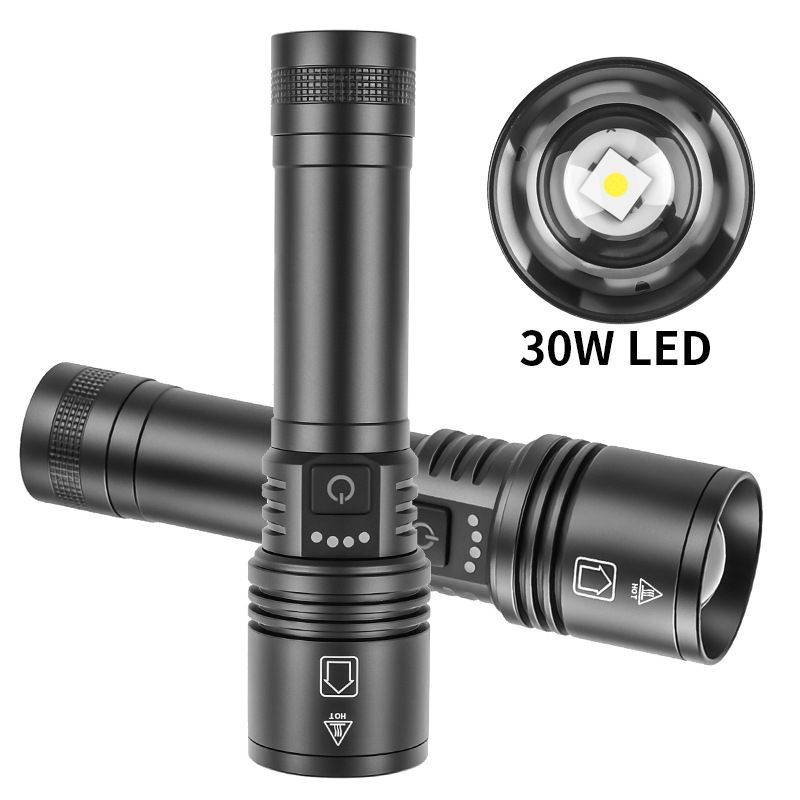 500m+ Zoomable White Laser LED Flashlight, Type-C Rechargeable, Ultra-Bright Tactical Beam For Camping Hunting & Emergency_voghion.com
