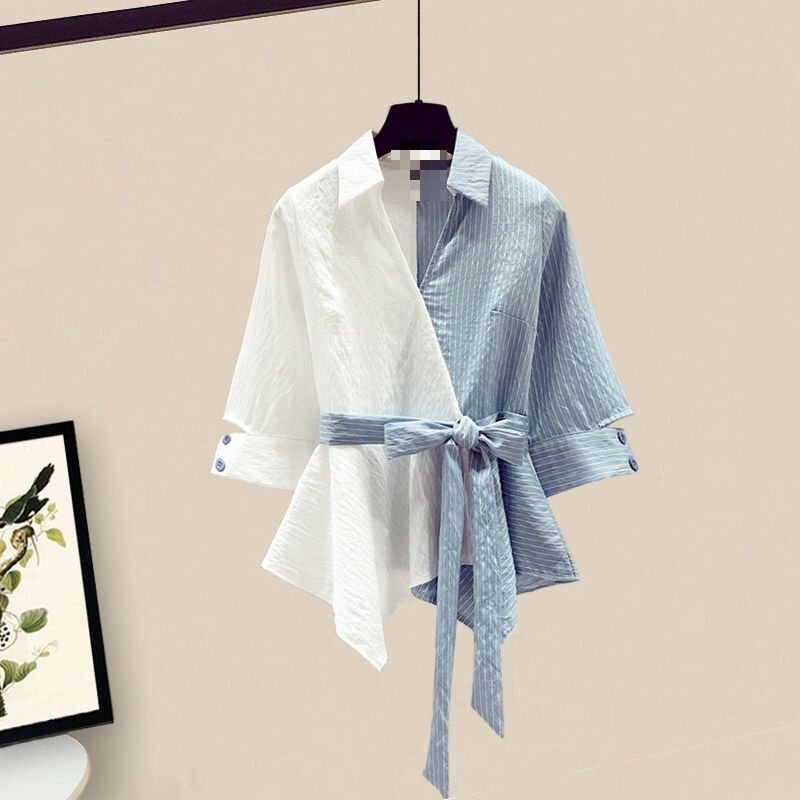 Vêtements pour femmes 200 livres Fat Sister Costume d'été Chemise amincissante pour femmes Jupe à manches courtes Ensemble tendance deux pièces_voghion.com