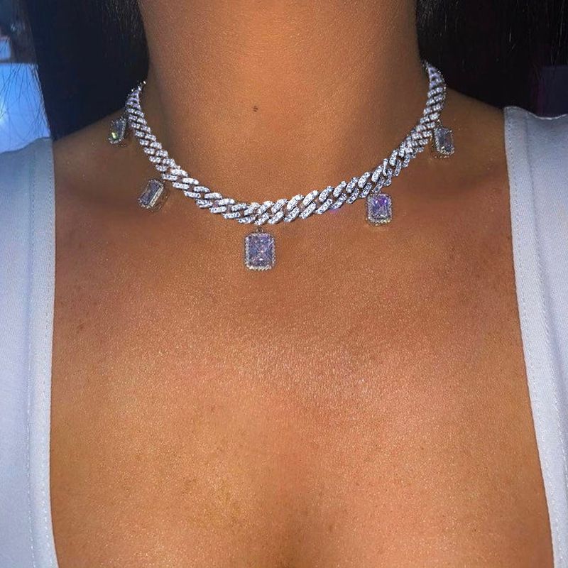 Mikro-ageleete quadrateschen Zirkon-Unhänger Halskette Trendy Hip-Hop Nei Kubanesch Kette Halskette_voghion.com
