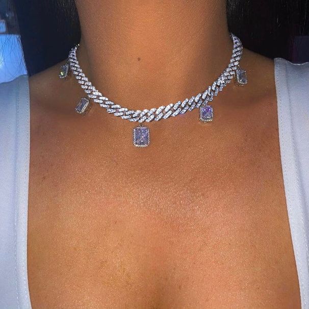 Mikro-ageleete quadrateschen Zirkon-Unhänger Halskette Trendy Hip-Hop Nei Kubanesch Kette Halskette_voghion.com
