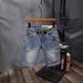 Blue Vintage Summer Men's Denim Five-Point Embroidered Scratched Washed Trendy Versatile Stretch Shorts_voghion.com
