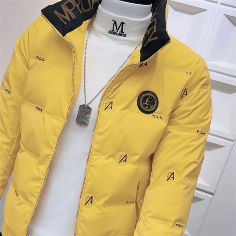 2024 New Down Jacket Trend Stand-up Collar Slim Fit Light Short Men's Essential Letters In Winter Foreign Style Warm Men_voghion.com