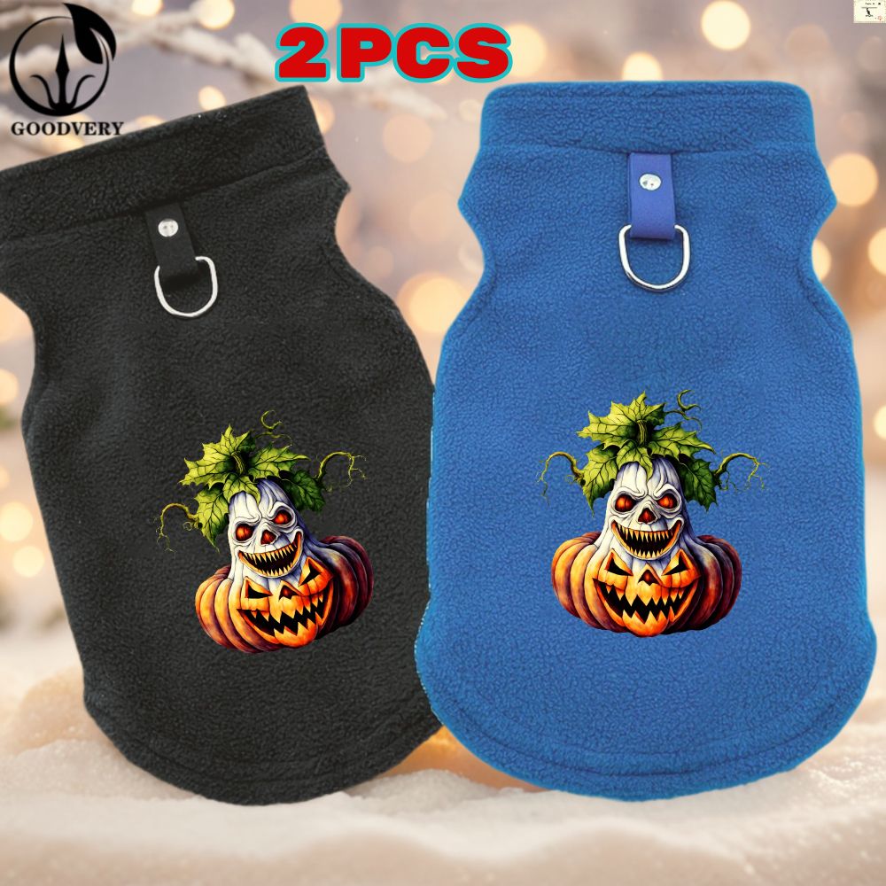 Felpe con cappuccio in stile Halloween a forma di canguro, 2 pezzi, mantengono il tuo animale domestico al caldo in autunno e inverno. Include una tasca posteriore, ideale per passeggiate e avventure._voghion.com