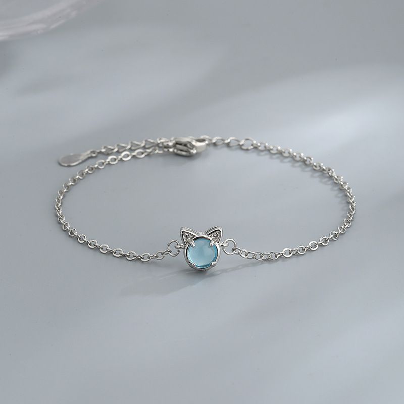 Silberfarbenes VENUS-Mondstein-Katze-Armband für Frauen, Mädchen, Geschenk, elegant, reizend, Temperament, Schmuck, Tropfenform_voghion.com