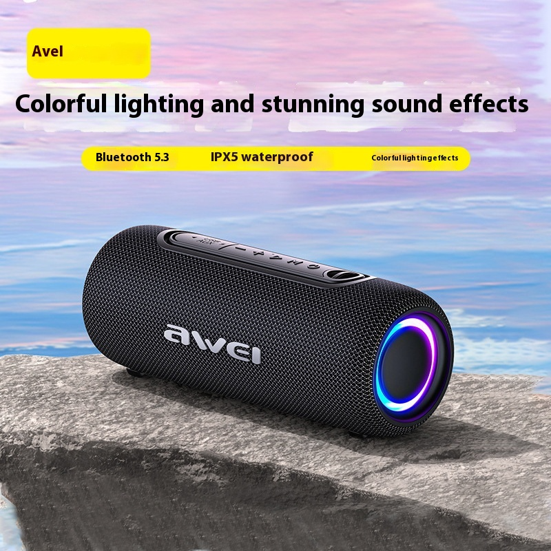 KAS Outdoor IPX5 Waterproof Bluetooth Speaker With Colorful LED, Dual 7W Drivers, 2000mAh Battery, TWS Pairing For Camping, Hiking & Parties_voghion.com