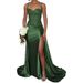 Women's Clothing Elegant Green Strapless Ball Gown With High Slit & Small Train – Formal Evening Dress For Women_voghion.com