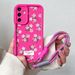 Case For Samsung S24 FE S25 Plus Ultra A16 06 26 36 56 Small Flower Wrist Chain Hang Strap Lanyard Soft TPU Phone Cover_voghion.com