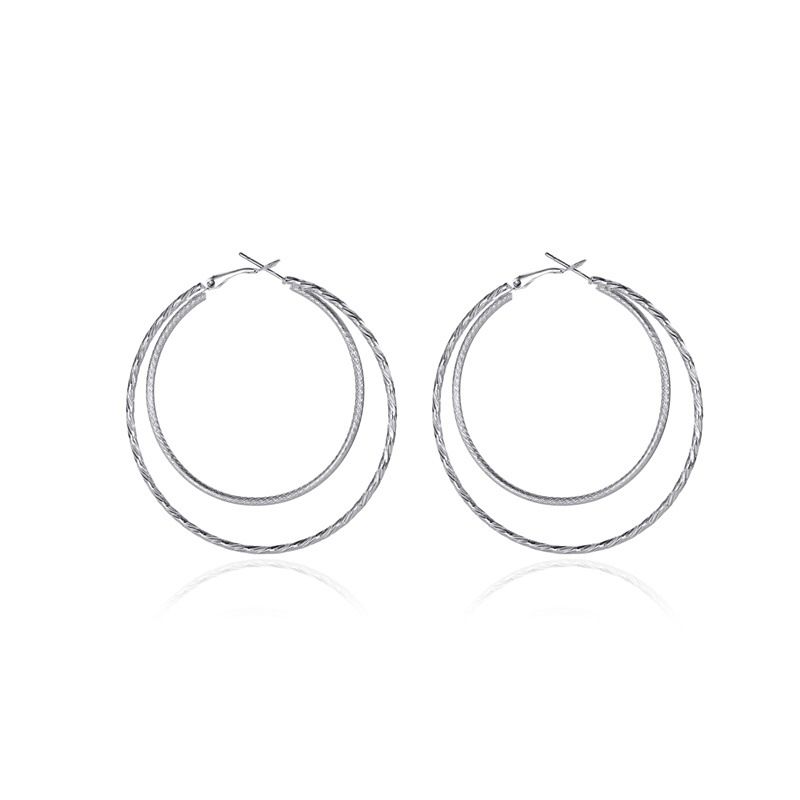 Einfaches Temperament, doppellagige Ohrringe mit großem Kreis, übertrieben geometrisch geschnitzter Kreisring, Ringohrringe, Ohrschmuck_voghion.com