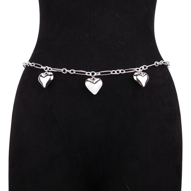 Jewelry Casual Simple Large Peach Heart Tassel Waist Chain, Women's Sweet And Cool Versatile Metal Body Chain_voghion.com
