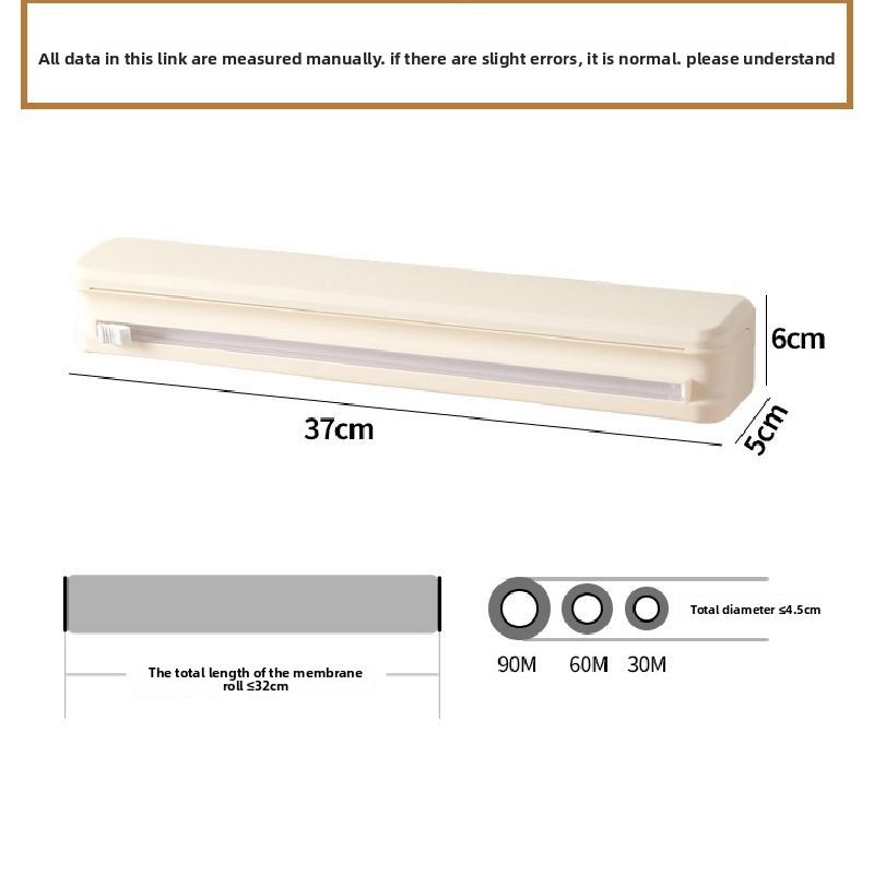 Caja de almacenamiento con cortador de film transparente con ventosa para colgar en la cocina y el hogar, divisor de aluminio ajustable_voghion.com