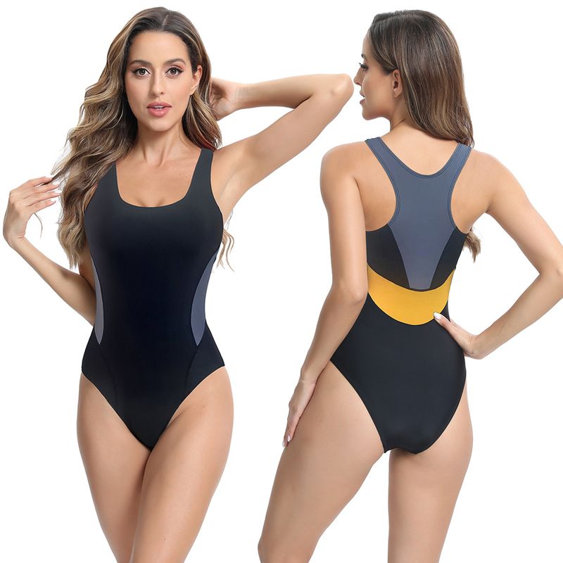 Women's Athletic One-Piece Swimsuit - High-Performance Training & Hot Spring Swimwear (Color-Blocked Chlorine-Resistant UPF 50+ Competitive Fit)​​_voghion.com
