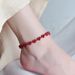2024 Zinnober für Frauen Lila Gold Sand Sternzeichen Jahr Rotes Seil Handgefertigt Verstellbare Runde Perlen Fußkettchen_voghion.com
