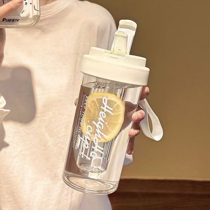 2025 New Model Infuser Straw Water Bottle For Women Aesthetic Summer High Temperature Resistant Internet Celebrity Tea_voghion.com