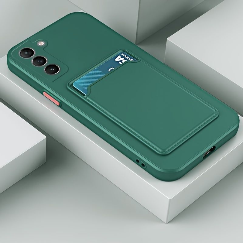 [Hot sales] Galaxy S24 Ultra/S23 Elegant Silicone Case with Card Holder - Color Block Design, Air Cushion Shock Absorption_voghion.com