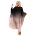 ChicShe N7933 Plus Size Women's Clothing European And American Cross-Border Source Batwing Sleeve Gradient Color Pleated_voghion.com