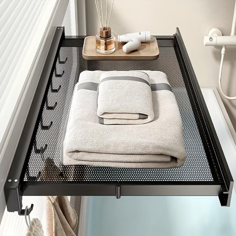 Compact Design Space-Saving Invisible Folding Balcony Net Cloth Drying Rack_voghion.com