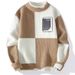 Männerkleeder Neie Stil Pullover Männer laangärmlech Ronn Hals Faarfpassend Jugend Männer locker Casual Strickpullover Mark_voghion.com