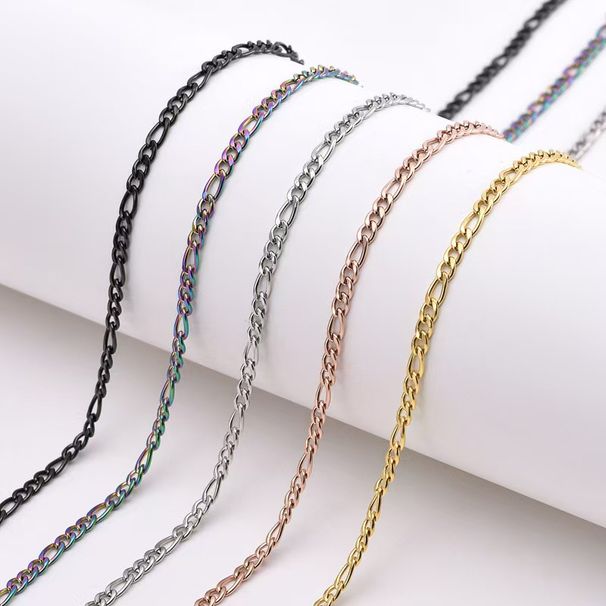 Staless Figaro Halskette, Titanstahl NK3:1, kubanisch-europäisch-amerikanisch, grenzüberschreitend, angesagter Hip-Hop-Schlüsselbeinpullover_voghion.com