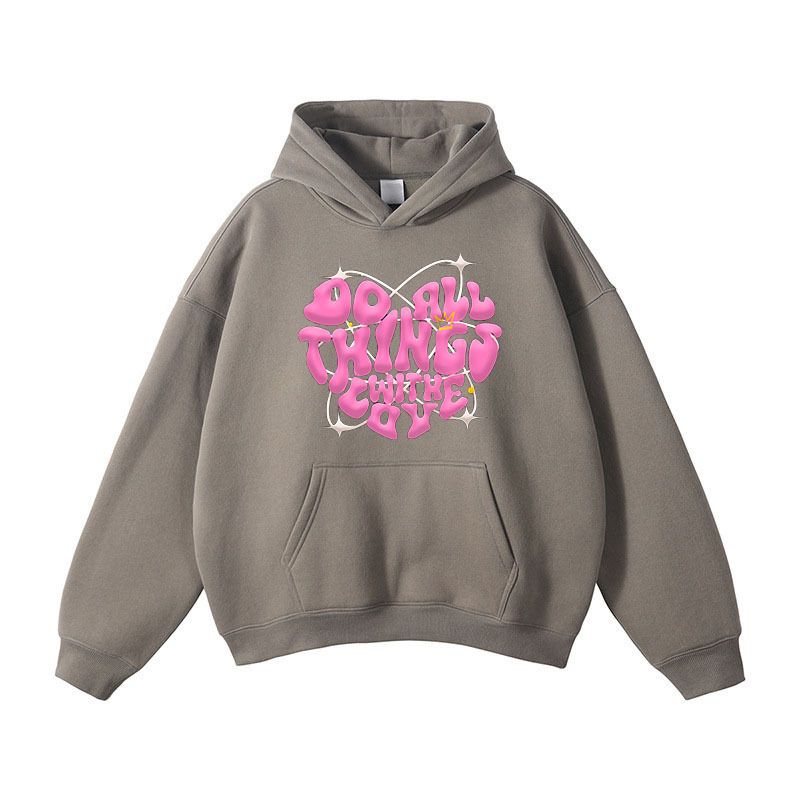 ​​Übergroßes Sweatshirt mit überschnittenen Schultern und Buchstaben-Print aus Samt für Herren – weicher Streetwear-Kapuzenpullover aus Baumwolle für lässigen Komfort​​_voghion.com