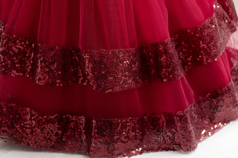 Kids Clothing baby party dress cross border foreign trade girl wedding dress children's celebration sequined mesh dress_voghion.com