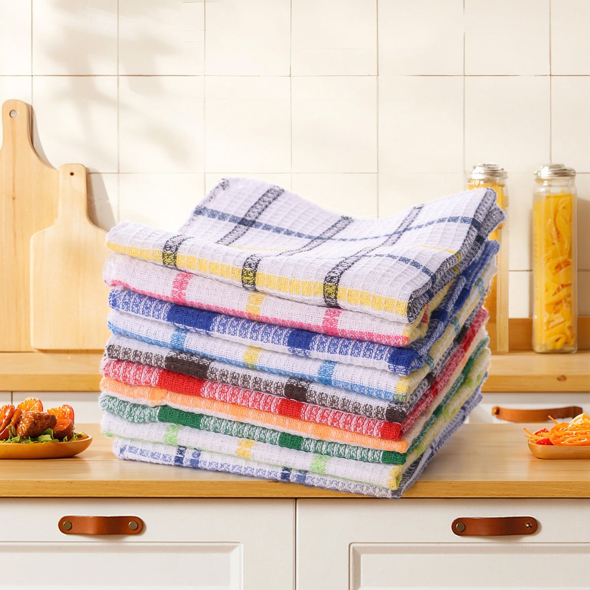 Lillian Cross-Border Waffle Random Multi-Color Cleaning Cloth Kitchen Scouring Pad Multiple Pack Cotton Yarn Rag Spot Wholesale_voghion.com