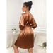 Women's Sleepwears Satin Nightgown Women's Spring And Summer Thin Contrast Color Trim Bathrobe Ladies Satin Pajamas Home_voghion.com